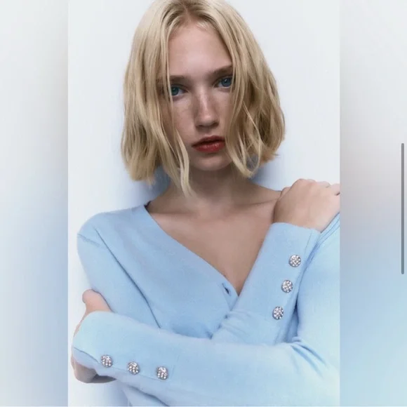 Zara V-Neck Cardigan with Embellished buttons - Picture 3 of 6